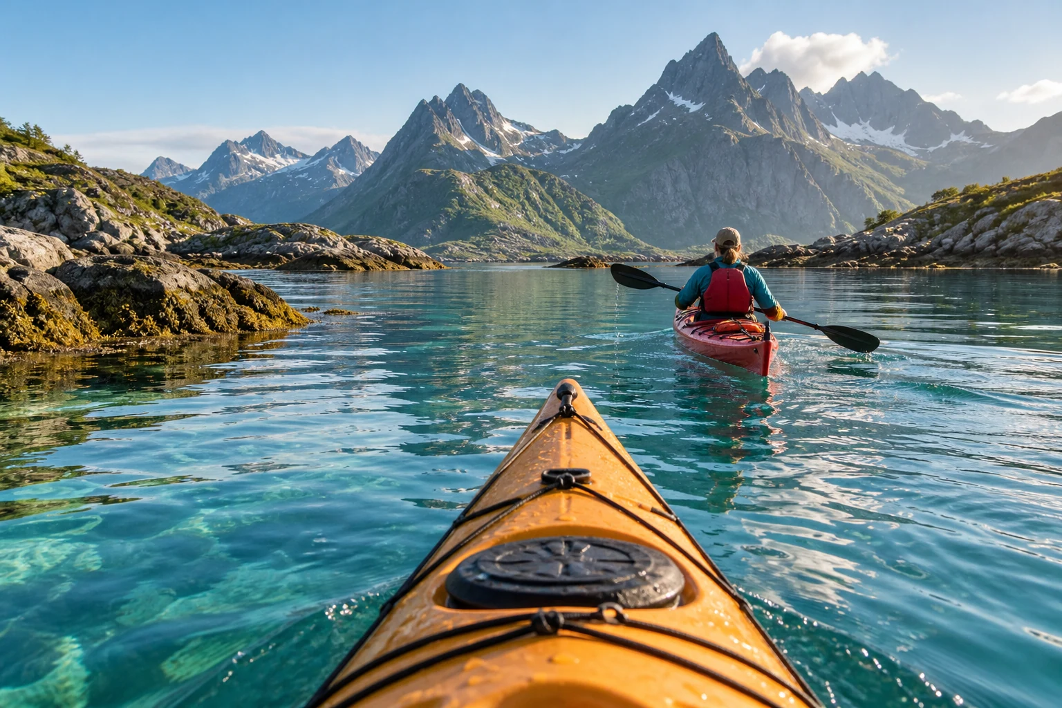 AI illustration: Kayaking in Lofoten: Svolvær or Reinefjord?
