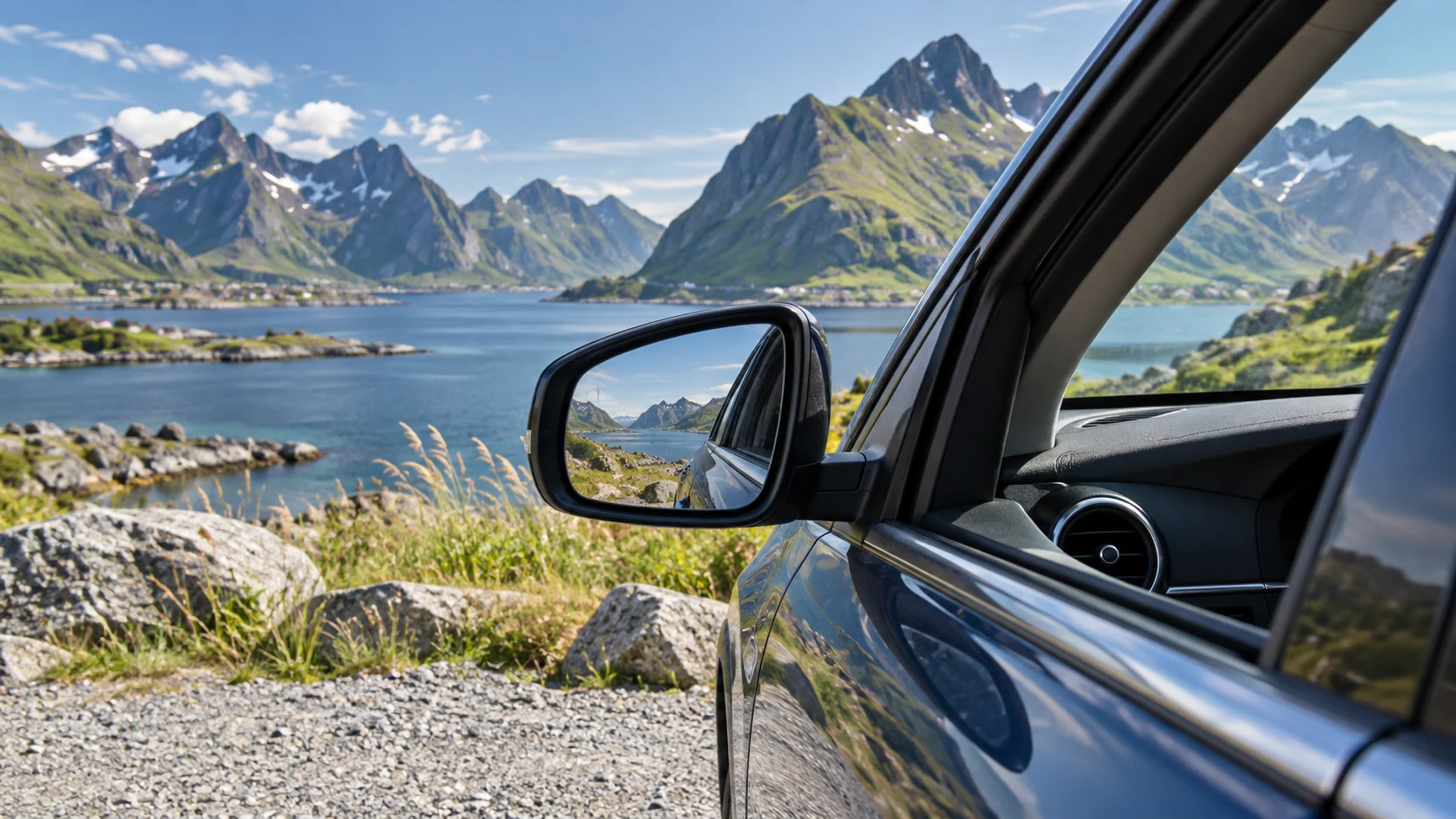 AI illustration: Lofoten car rental: choose the right pick-up point