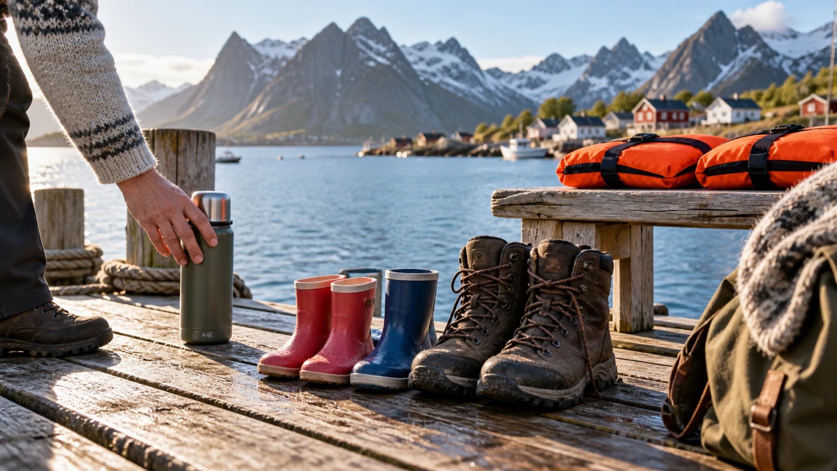 KI-illustrasjon: Lofoten med barn